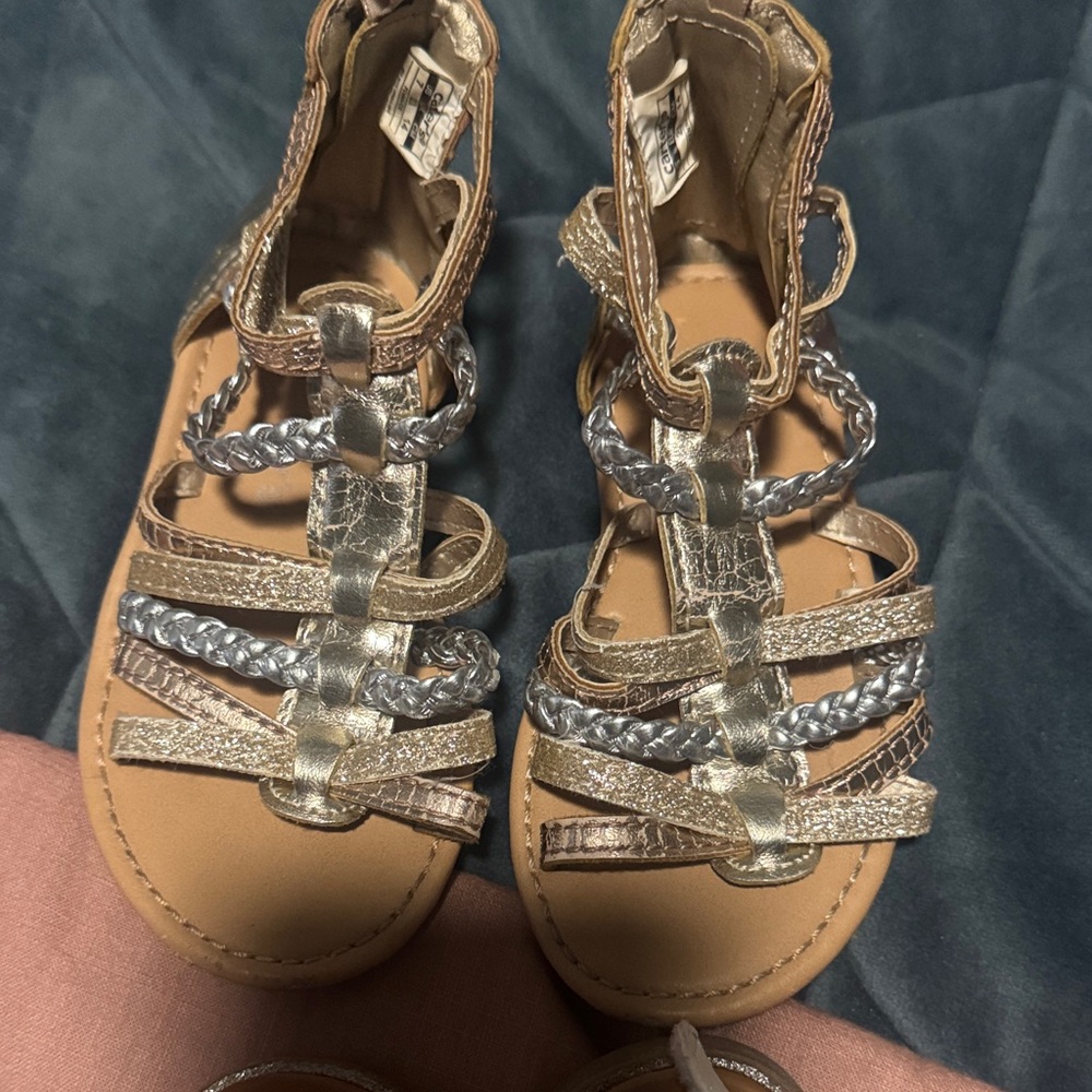 Carter's Girls Metallic Braided Gladiator Sandals - Gold & Silver